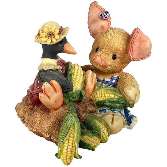 Enesco This Little Piggy Figurine Nothin Corny Bout You And Me 1994 TLP Crow Pig - Picture 1 of 9